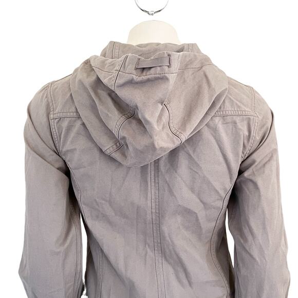 IBEX 100% Organic Cotton Snap Front Hooded Jacket in Light Taupe SZ S - Picture 5 of 10